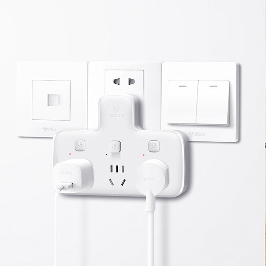 Bull (BULL) glyphenförmige One-Turn-Multi-Socket-Funksteckdose ohne Kabel, kleine Plug-in-Wand-Erweiterungsbuchse, Konverterstecker, One-Turn-Multi-Socket-Drag-Strip, One-Turn-Multi-Steckdose