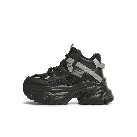 Tianmeiyi papa chaussures à lacets sports polyvalents épaisses épaisses hautes chaussures décontractées pour femmes printemps et automne CJ841dd4 noir 36