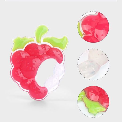Zixi Baby Teething Glue, Mushroom Bite, Baby Teething Glue, Manhattan Hand Ball Toy, Silicone Boilable, Liquid Silicone - Strawberry Individual Box