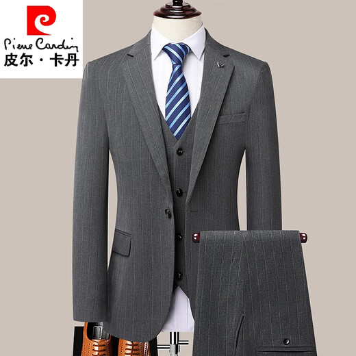 Pierre Cardin suit men's suit business casual suit two side slits double slit small suit slim fit men gray 48
