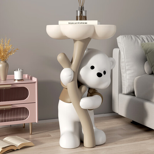 Chenyu Creative Violent Bear Floor-standing Decoration Living Room TV Cabinet Sofa Next Coffee Table Home Decoration Housewarming Gift Bouquet Bear Luoluo Coffee Table-Brown