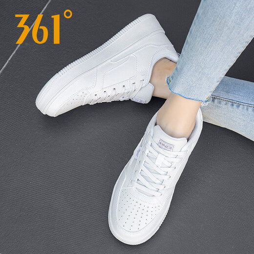 361 Chaussures pour femmes, nouvelles baskets décontractées en cuir d'été pour femmes, Femmes de style coréen respirant petites chaussures blanches, quatre saisons 6623 blanc / violet aginal 36