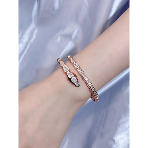 Fat Donglai's same style platinum bracelet 18K rose gold snake bone slightly studded with diamonds, non-fading, fashionable and personalized internet celebrity, platinum gold narrow version