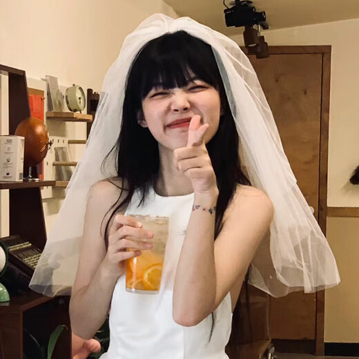 Jingli Jingda Veil Certification Proposal Bridal Headwear Photo Confession Registration Puffing Veil Decoration White Veil Children's Veil Proposal Veil - Hairpin Style