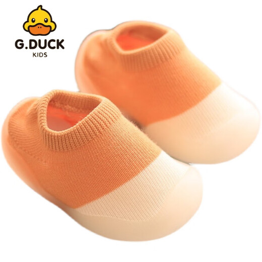 G.DUCKKIDS小黄鸭地板袜儿童袜套宝宝防滑厚底学步室内春秋冬小童袜子鞋婴儿 袜子鞋黄色 22/23码建议脚长13厘米