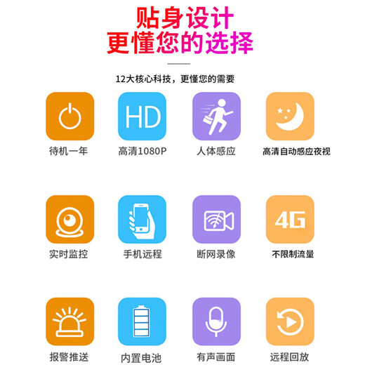 巧度4K超高清监控摄像头家用4g摄像头小巧微无线mi摄影头WiFi手机远程监控器式免插电摄像机ni小 含16G存储卡】4G无限流量监控摄像头+待机一年