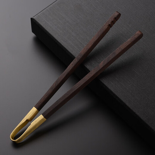 Jinge ebony solid wood tea clips, Kung Fu tea sets, tea ceremony spare parts, family tea cup clips, tweezers, cup washing tea clips, rosewood copper head tea clips
