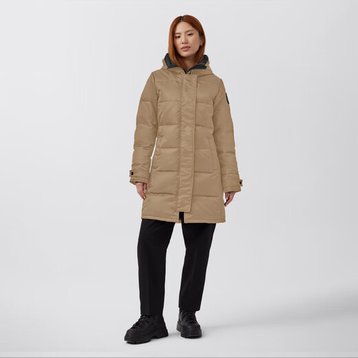 加拿大鹅（Canada Goose）Shelburne 女士黑标缎面派克大衣大鹅羽绒服 经典升级 3802WB1 1483 沙漠色 M