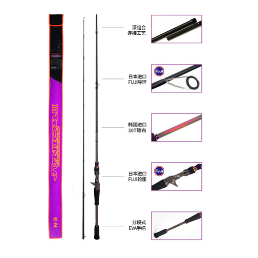 
NS BlackHole24 Chaoyang Luya rod fishing rod straight handle gun handle rod insect rod universal rod rod raised mouth bass mandarin fish insect rod far throw rod 2.04m C-682M gun handle quick adjustment