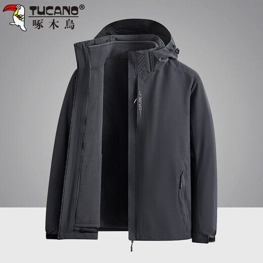 Woodpecker (TUCANO) Jacket Men's Jacket Men's Autumn and Winter Three-in-One Casual Outdoor Sports Men's Wear Black 2XL