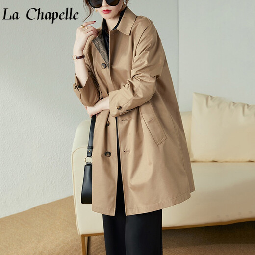 ROMON (ROMON) windbreaker women's autumn and winter 2024 autumn and winter mid-length British style drooping versatile slim and fashionable age-reducing jacket Khaki L