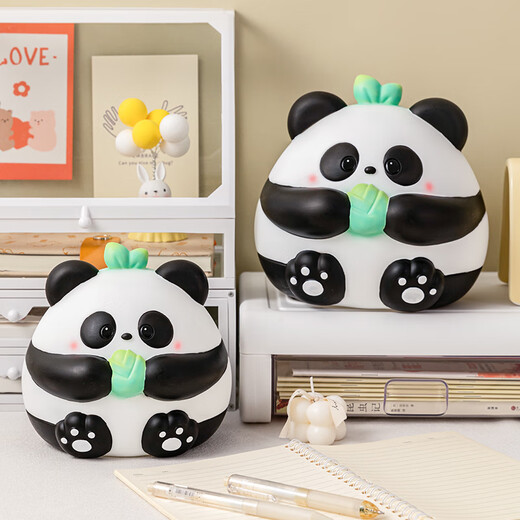 Qi Le's birthday gift panda piggy bank for women, children's large capacity, depositable and removable, new style for boys, only in and out of the piggy bank, panda rice balls (large size)