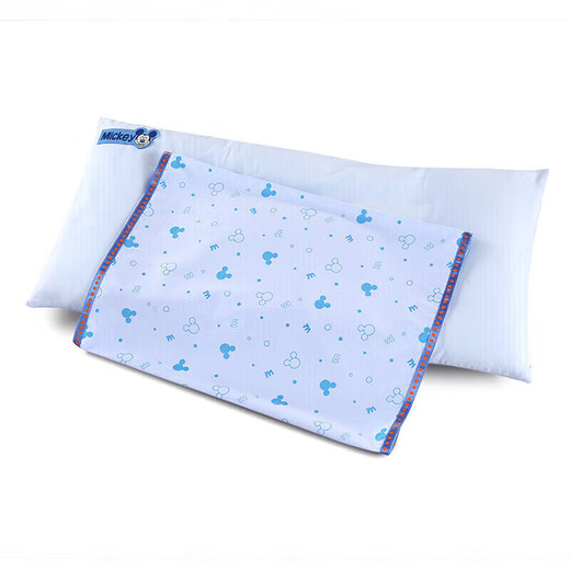 Disney Baby Baby Pillow Kindergarten nap newborn children 0-1-3-6 years old, all-season breathable and styling head protection sleep lengthening pillow core cotton pillow case Blue Dream