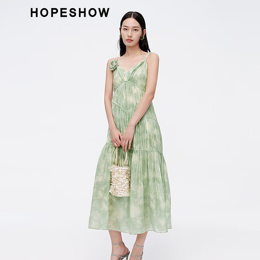
Hongshe Mall same vacation style suspender skirt for summer 2024 new women's clothing, knitted twisted V-neck high-end dress, Jiangnan Yanyu K687 M