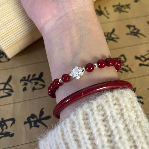 He Jiagong Cinnabar Bracelet Bracelet Silver Good Luck Lotus Good Luck Lotus Cinnabar Bracelet Purple Gold Sand Bracelet New Good Luck Lotus Single Hand String 8mm