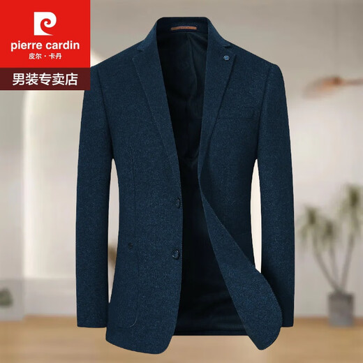 Pierre Cardin Woolen Suit Business Casual Men's Jacket Autumn and Winter Single Suit Slim Young and Middle-aged Suit 82162 Black Fine Line 185/2XL160-170Jin Jin is equal to 0.5 kg