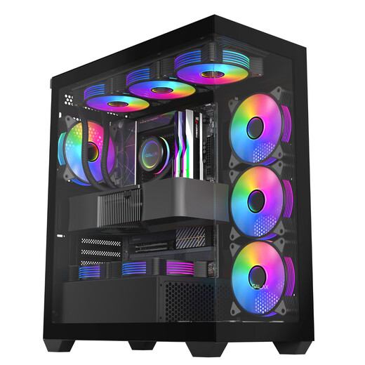 影驰极光3海景房电脑机箱黑色（无立柱全视版/兼容E-ATX/支持360水冷/快拆侧板/可装40系长显卡）