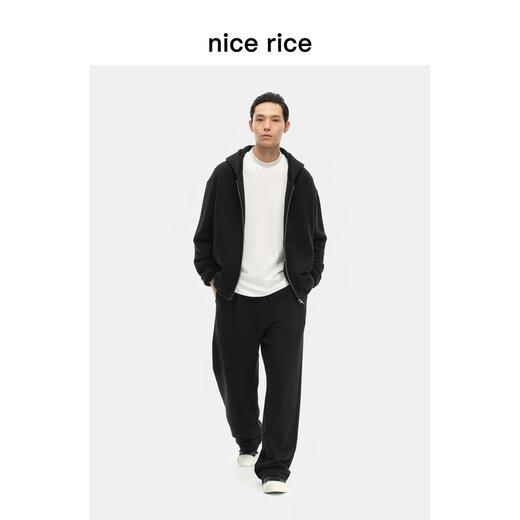 Nice riz bon riz 400g en tout-coton Terry Tissu en moule en bas du fond fait de vieux sweats à capuche lâches NGD12048 lavage noir (400g) xl