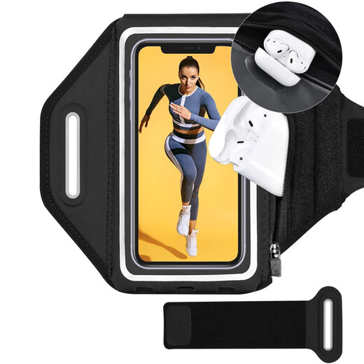 Dipur waterproof mobile phone arm bag with touch screen for men's sports running lightweight wrist bag arm strap for women outdoor cycling fitness anti-sweat and anti-slip mobile phone arm cover mobile phone bag adjustable - black