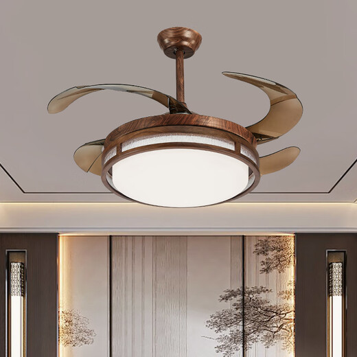 Cobre Heart Muyun NUEVA Luz de techo chino Espectro completo Protección de la vista Sala de estar Ligera de la luz de la luz del centro del centro de la nuez negro inteligente J9898 46*46 cm Spectrum completo de tres colores Dimming Dimming