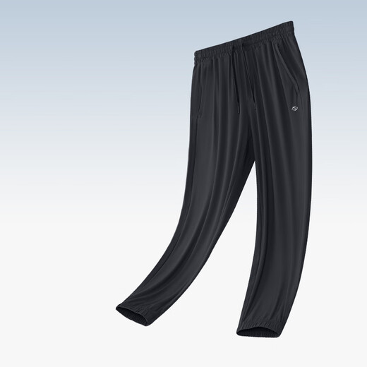 Fabriqué à Jingdong [super léger et cool] pantalon de sport pour hommes, pantalon de sport épissé de navette à l'aiguille, Black du printemps et d'été L