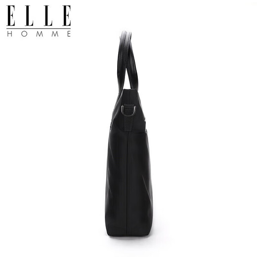 ELLE HOMME Business Men's Briefcase Fashionable Canvas Crossbody Handbag Casual 14-inch Computer Bag 02210 Black