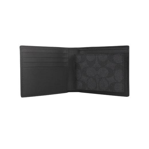 
CoaCH (COACH) Men's Practical Light Luxury Short Wallet Casual and Versatile Folding Wallet Card Pack 618 Gift for Boys Black and Gray CW380CQBK