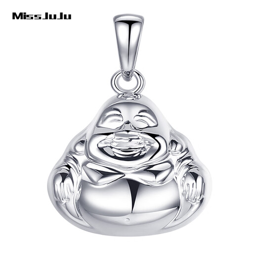 Miss JuJu pt950 platinum pendant Maitreya Buddha platinum smooth big belly Buddha pendant Smiling Buddha platinum necklace for women pendant weight 1.8-2.0g + with black leather rope
