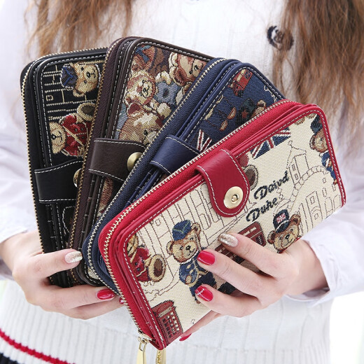 Hua Xiaoyao La pequeña concubina del vecino 2021 NUEVA billetera Long Bear Multi-Card Girl's Clutch Multi-Function Willet Willet Red