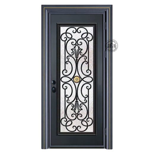 勤凯新款门锌合金入户门钢化玻璃子母门农村别墅门欧式防盗进户门 钢化锻打01