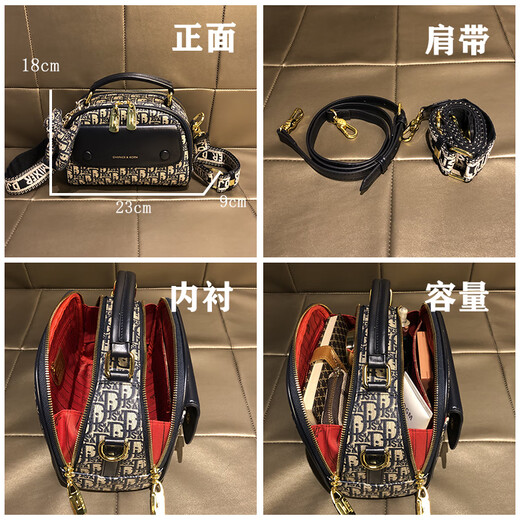 ESDS香港品牌真皮包包女包轻奢时尚贝壳包宽肩带单肩包斜挎包女士礼物 蓝色（专柜礼盒套装）
