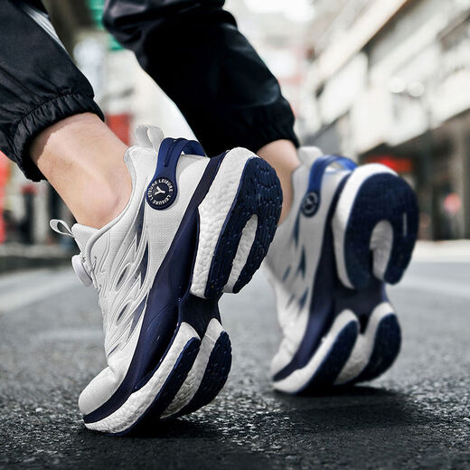 
Xialu running shoes men's super light shock-absorbing teenagers and junior high school students rotating button black sports shoes A9888 light blue 38