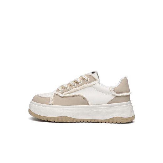 Rote Dragonfly Dicke Sohle Brettschuhe Frauen neue Kontrastfarbe Retro Sports Schuhe Strick College Löste Schuhe WTB13579 Aprikosenfarbe 37 37