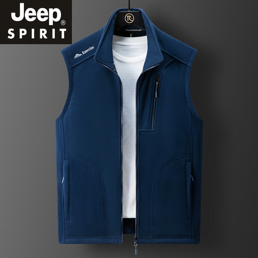 JEEP SPIRIT情侣摇粒绒马甲男女秋冬季无袖坎肩抓绒背心户外保暖开衫立领外套 9277女-粉色 XL