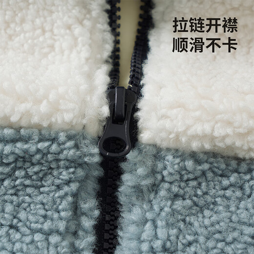 Mini wooden cabin children's sherpa jacket autumn and winter boys and girls small stand-up collar jacket children's warm tops navy 90