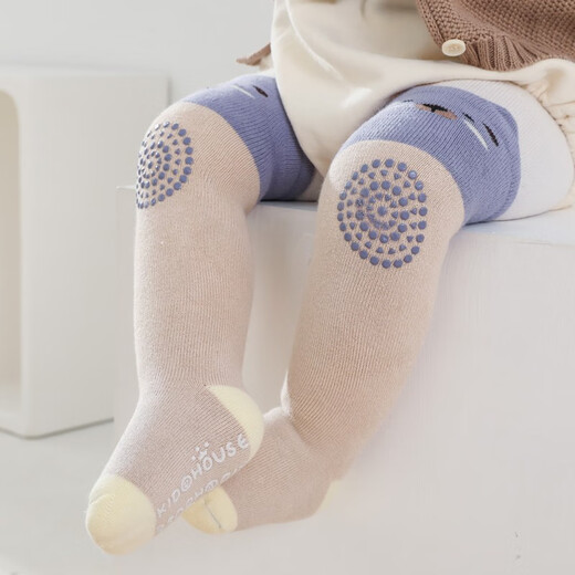 Nanlu 3 pairs of thickened warm baby stockings crawling knee pads winter newborn socks over the knee non-slip baby stockings 3 pairs of baby boy (thick terry) S size (0-1 years old)