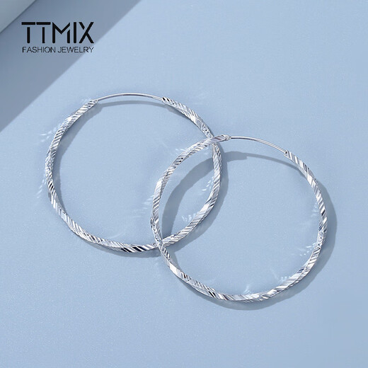 TTMIX platinum pt950 earrings large earrings platinum women's earrings Möbius plain hoop earrings 4.1-4.3g about 4.0cm