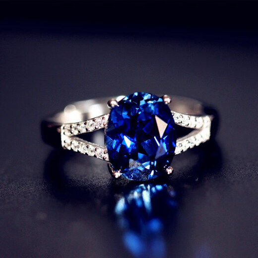 ECK925 Herringbone Natural Tanzanite Sapphire Ring Women's Ring Hand-Inlaid Ring Women's Main Stone 8X10mm Living Ring