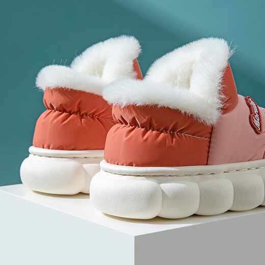 LA CHAPELLE HOMME parent-child children's indoor and outdoor home warm non-slip soft-soled plush cotton slippers 28 pink 34-35