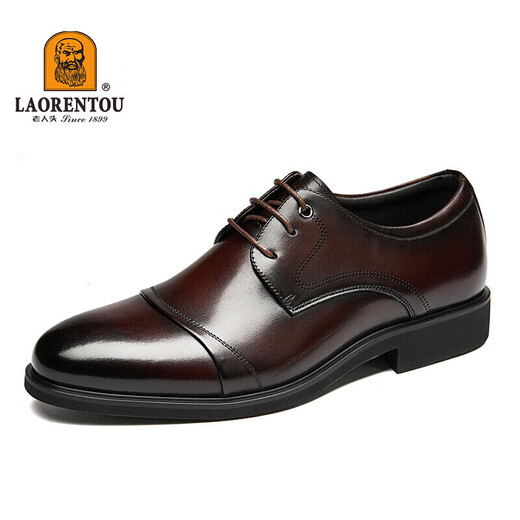 LAORENTOU pointed leather shoes men's casual soft sole formal wear business British work leather shoes 200240 coffee 42