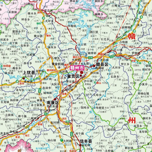 江西地图 2025年江西省政区交通地形图 1068*749毫米
