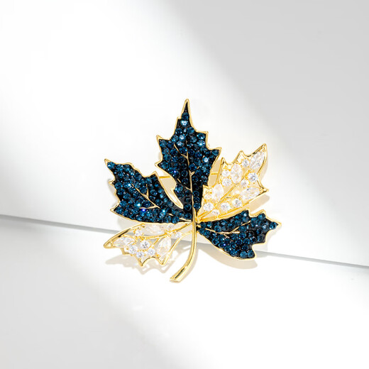 Chakra maple leaf brooch, high-end women's pin, personalized clothing accessories, versatile brooch, Mother's Day gift for mom, blue