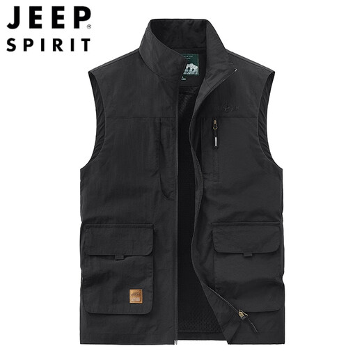 JEEP SPIRIT vest men's new 2022 spring and autumn thin large size multi-pocket vest outdoor work vest quick-drying vest for men 677 Khaki M