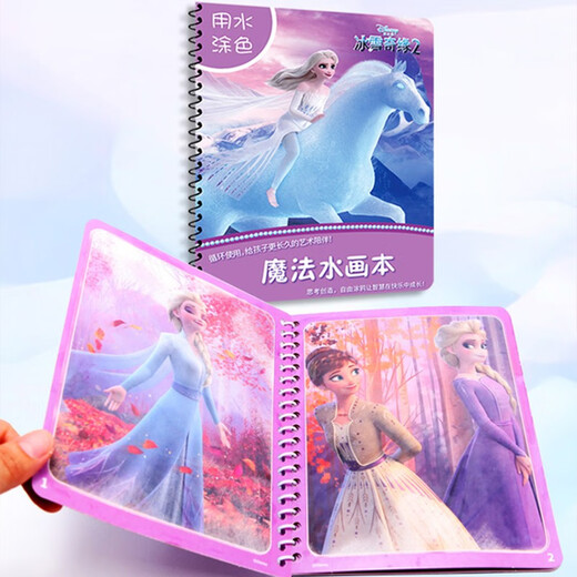 迪士尼 儿童水画本绘画涂色本女孩3-6玩具冰雪奇缘爱莎公主涂水画册涂鸦本5本女孩生日玩具礼物六一儿童节礼物