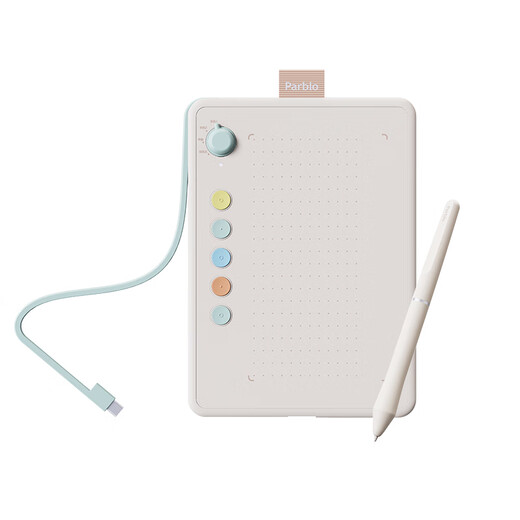 Parblo 摸鱼小Q板数位板可接手机电脑手写板绘画板电子绘板书写板学生老师网课画板 【标准版】奶油白+延长线+膜+定制收纳包