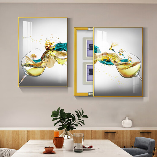 Yusenyi Restaurant Electric Meter Box Two-Link Decorative Painting Light Luxury No-Puncture Distribution Box Main Switch Box Covering Multimedia Box 15838/15839 40*60 (accommodation 30*50) Left Sub-Push Push Pull