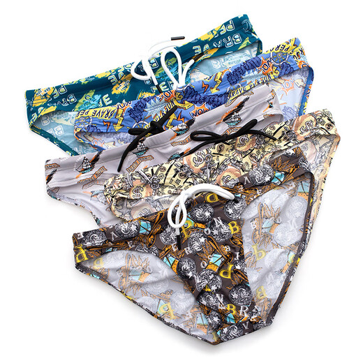 无畏船长（BRAVEPERSON）男士三角系绳游泳裤 咖啡色 S