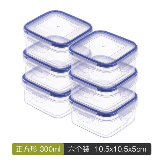 Probenbox kleiner Quadrat 300 ml Plastik Frischwachtbox Kinder mit Obstbox Kleine Snacks Baby Komplementär Food Box Probe Box Quadrat 300 ml-6 Stücke