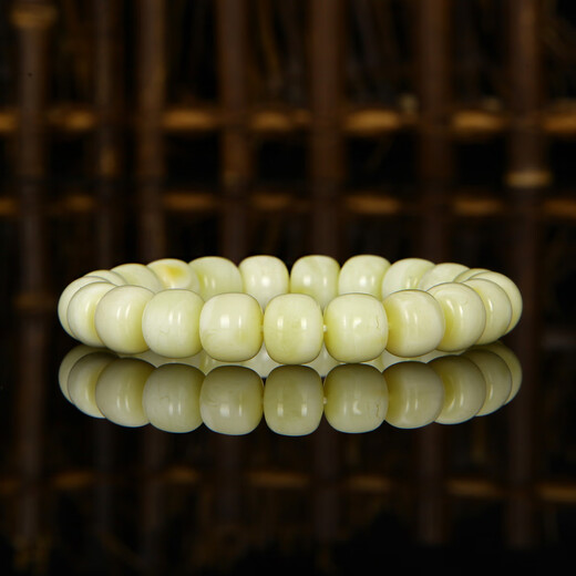 Jiale Amber White Wax Bracelet for Men and Women, Beeswax Bucket Bead Bracelet, White Flower Wax Bracelet, Birthday Gift for Girlfriend, About 8mm8.5-10g 15-17/A0273 Dida