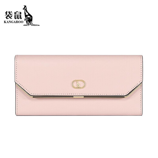 Kangaroo wallet women's genuine leather 2025 new fashionable clutch large capacity long women's clutch multi-card slot Korean version girly pink